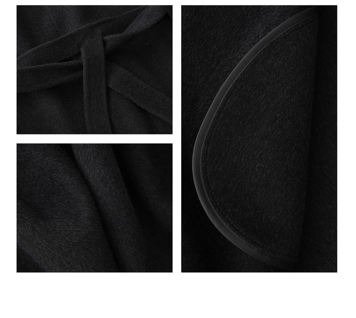Stand-collar Long Double-faced Wool Coat