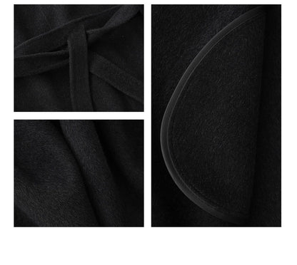 Stand-collar Long Double-faced Wool Coat