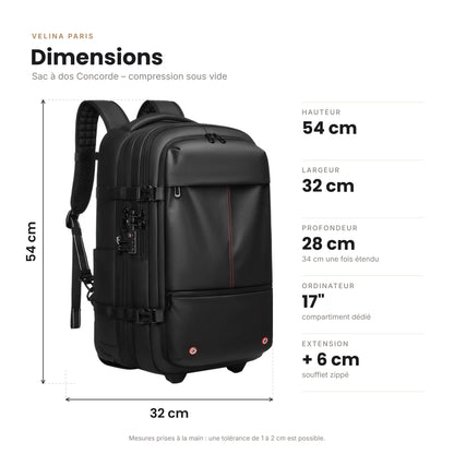 Sac à dos Concorde – dimensions 54 × 32 × 28 cm